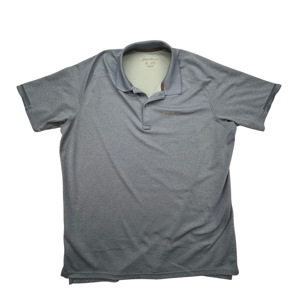 Eddie Bauer Shirt Mens Large FREEDRY Performance Polo Gray Lightweight Golf
